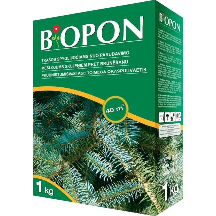 Väetis Biopon okaspuudele pruunide okaste vältimiseks 1kg, 5904517047143